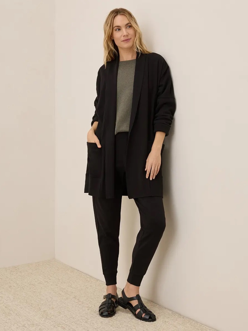 Pact Organic Cotton Airplane Wrap Cardigan in Black XS/S